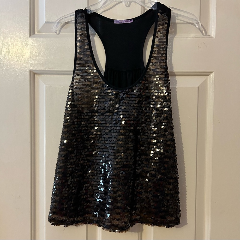 Black Sequin Tank Top